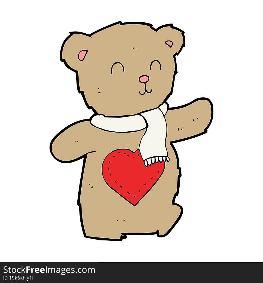 Cartoon Teddy Bear With Love Heart