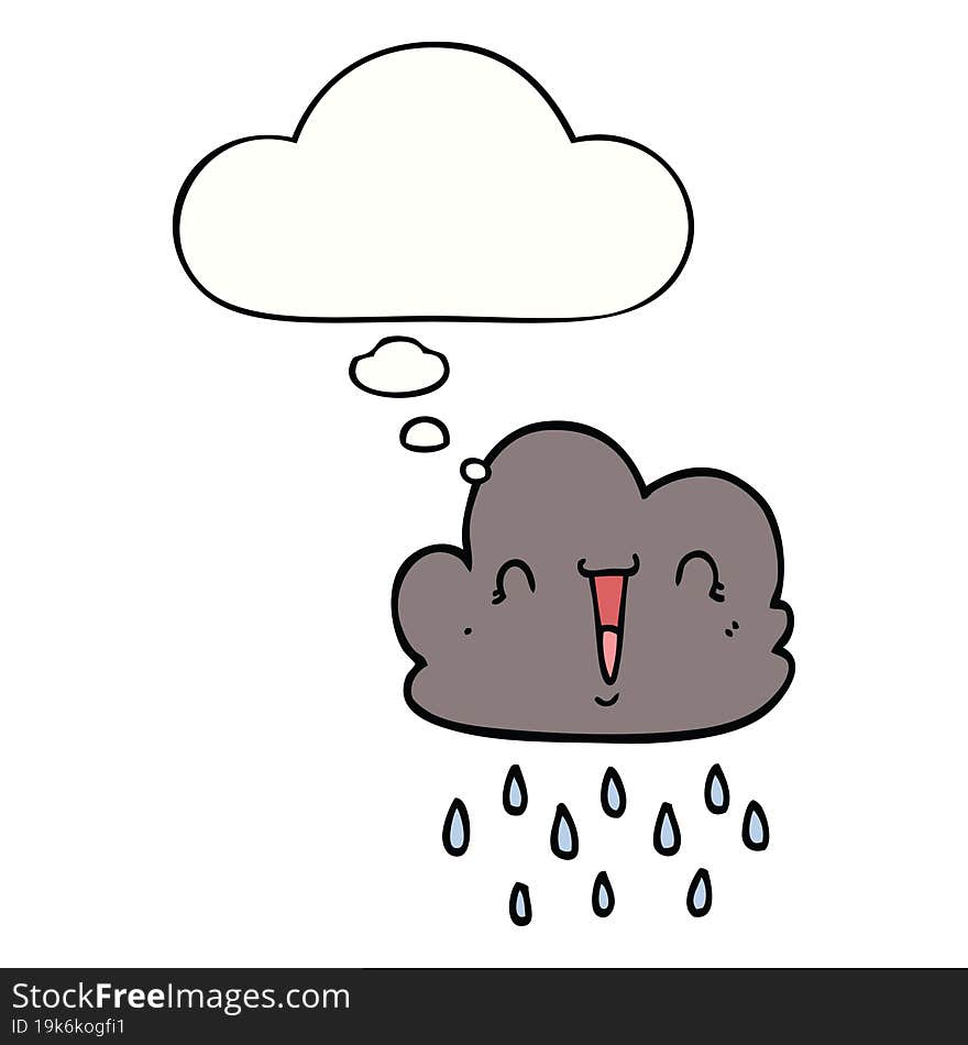 cartoon storm cloud with thought bubble. cartoon storm cloud with thought bubble