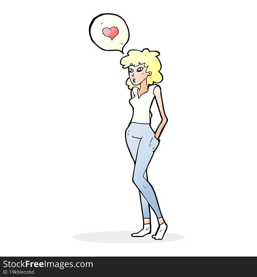 cartoon woman in love