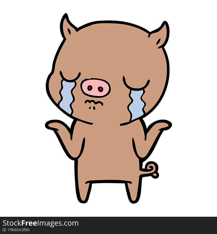 cartoon pig crying. cartoon pig crying