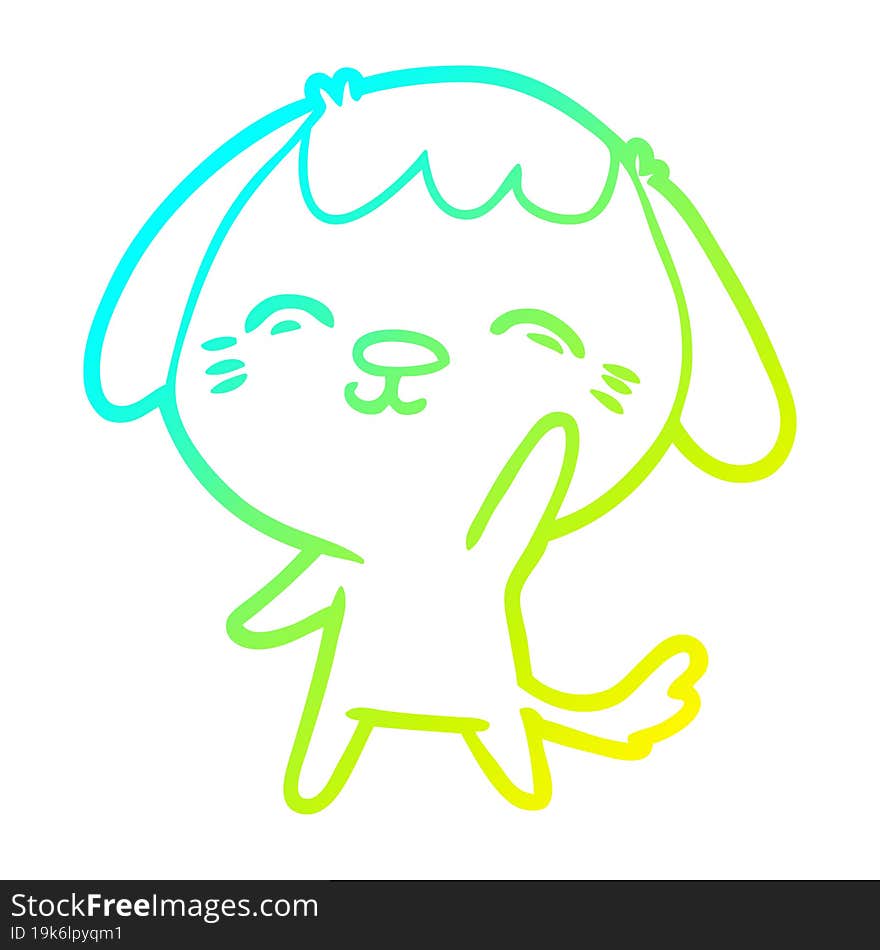 cold gradient line drawing happy cartoon dog