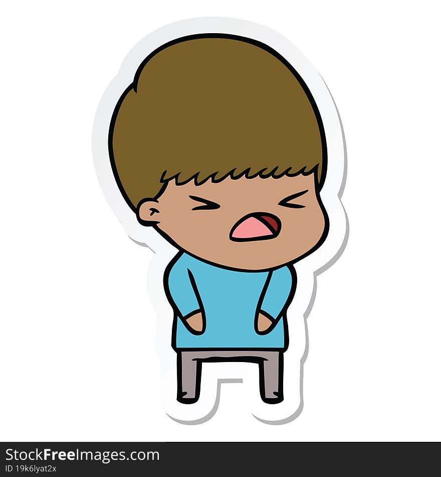 Sticker Of A Cartoon Stressed Man