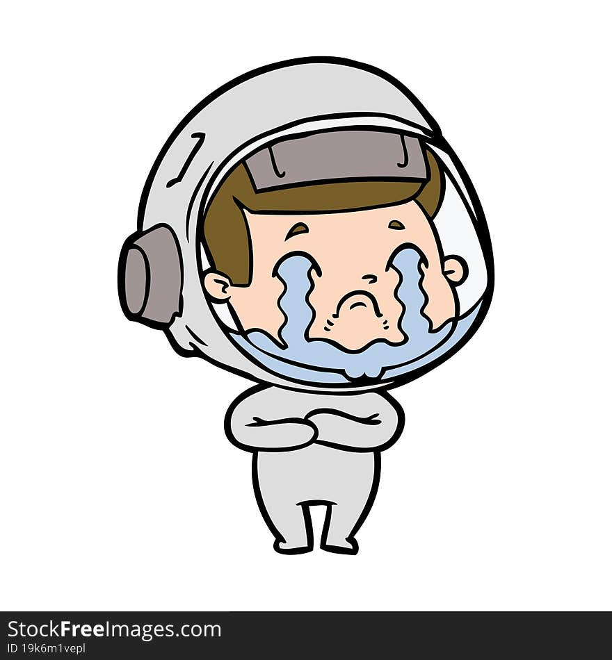 cartoon crying astronaut. cartoon crying astronaut