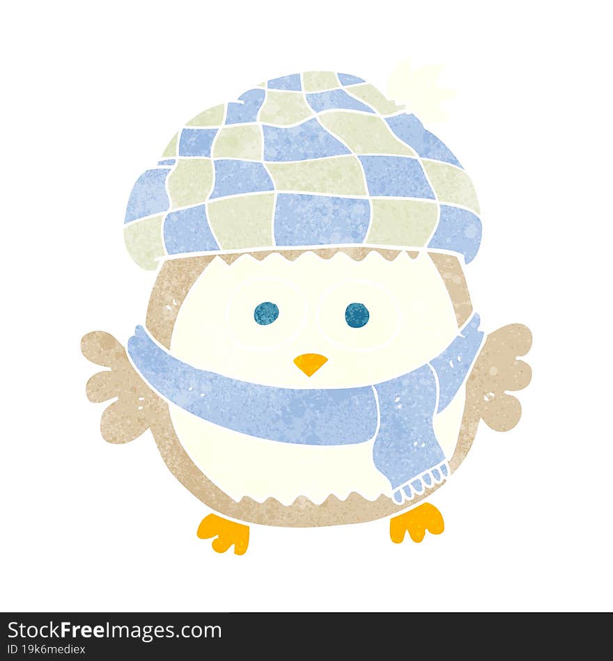 retro cartoon cute little owl