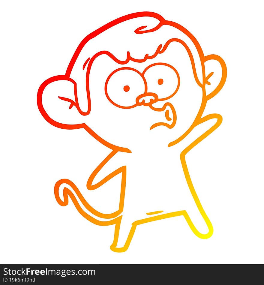 warm gradient line drawing cartoon surprised monkey