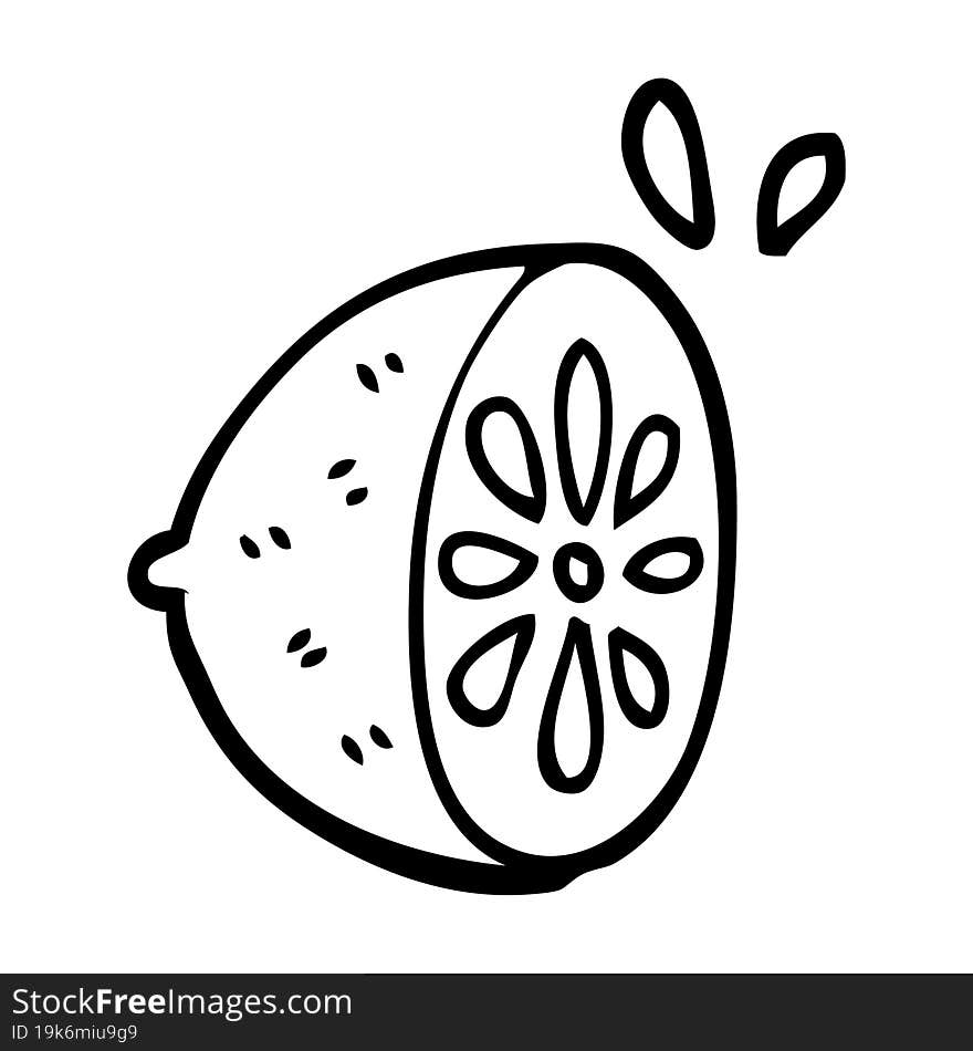 Line Drawing Cartoon Lemon Fruit