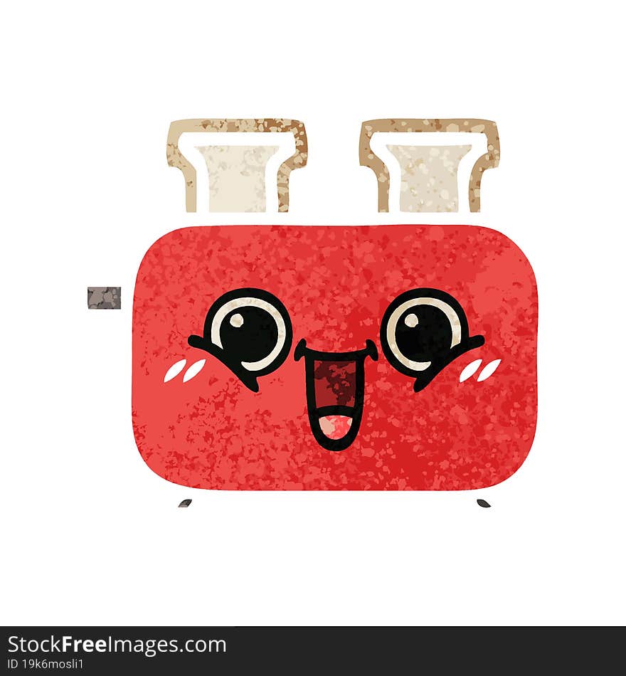 retro illustration style cartoon of a toaster