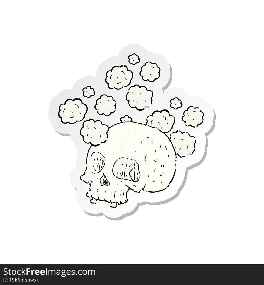 retro distressed sticker of a cartoon old skull