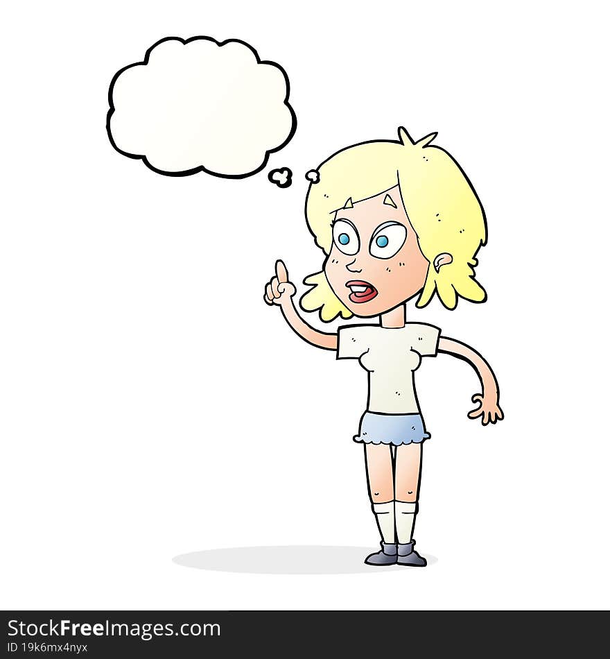 cartoon woman asking question with thought bubble