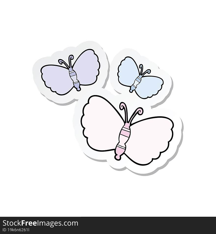 Sticker Of A Cartoon Butterflies