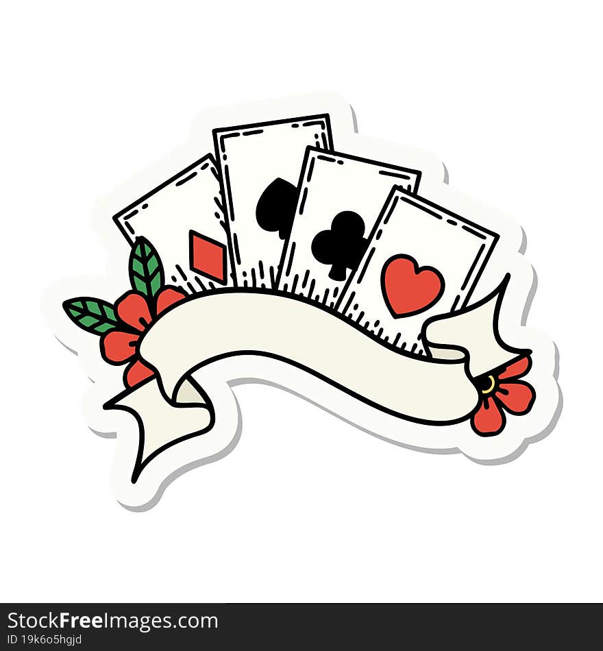 sticker of tattoo in traditional style of cards and banner. sticker of tattoo in traditional style of cards and banner