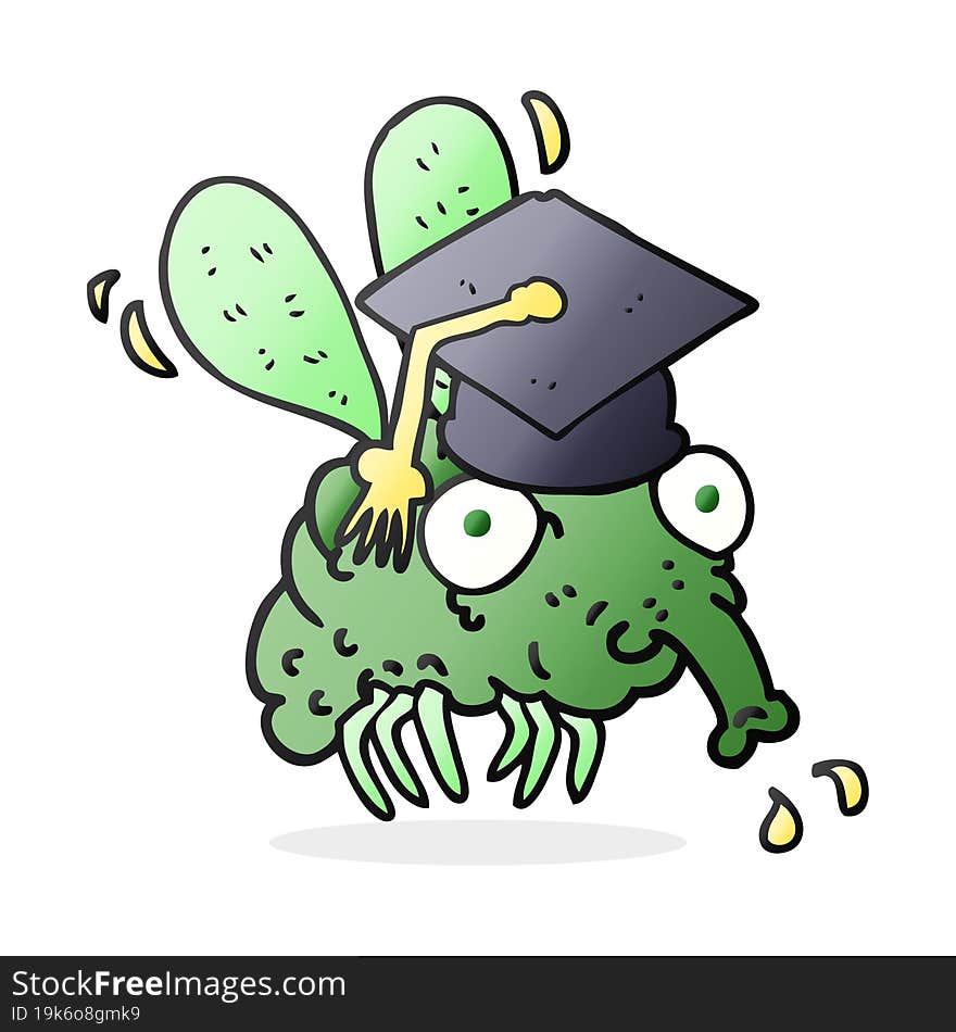 freehand drawn cartoon fly graduate