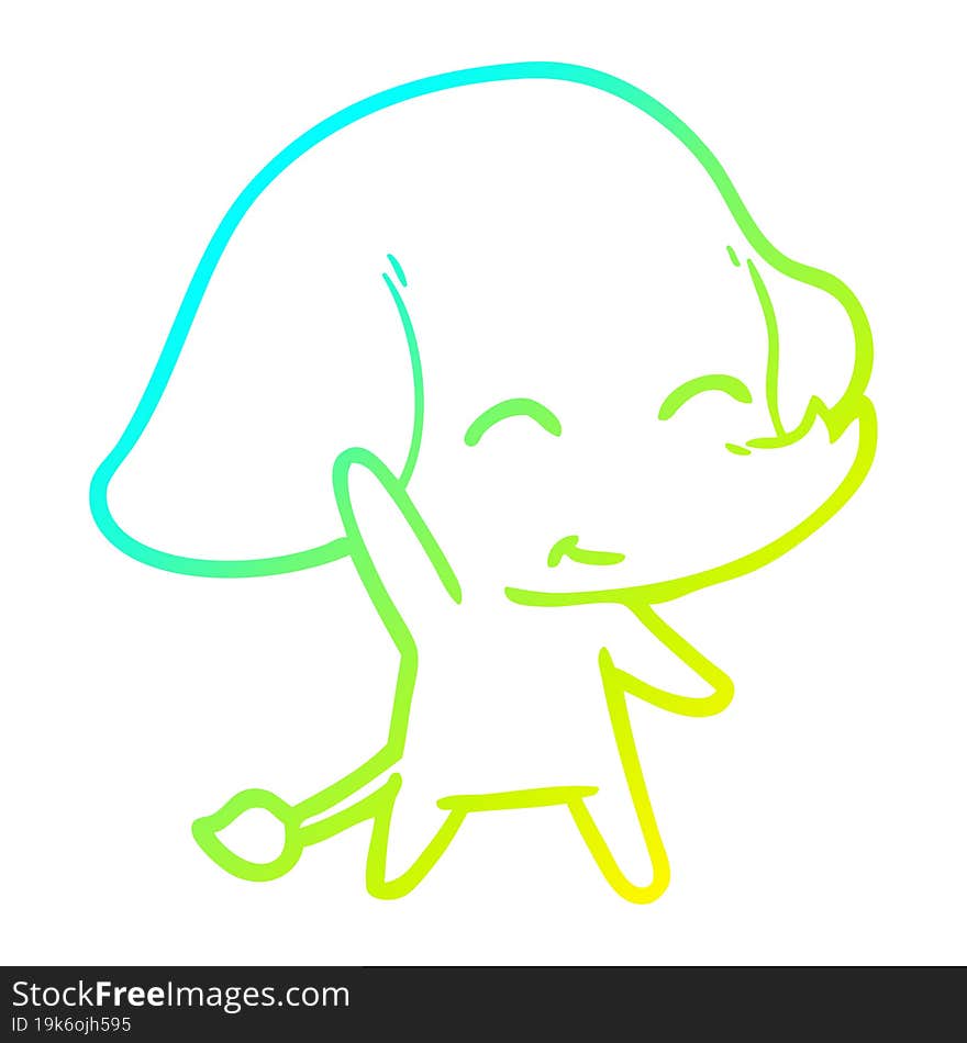 cold gradient line drawing cute cartoon elephant