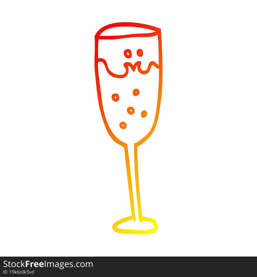 warm gradient line drawing cartoon champagne glass