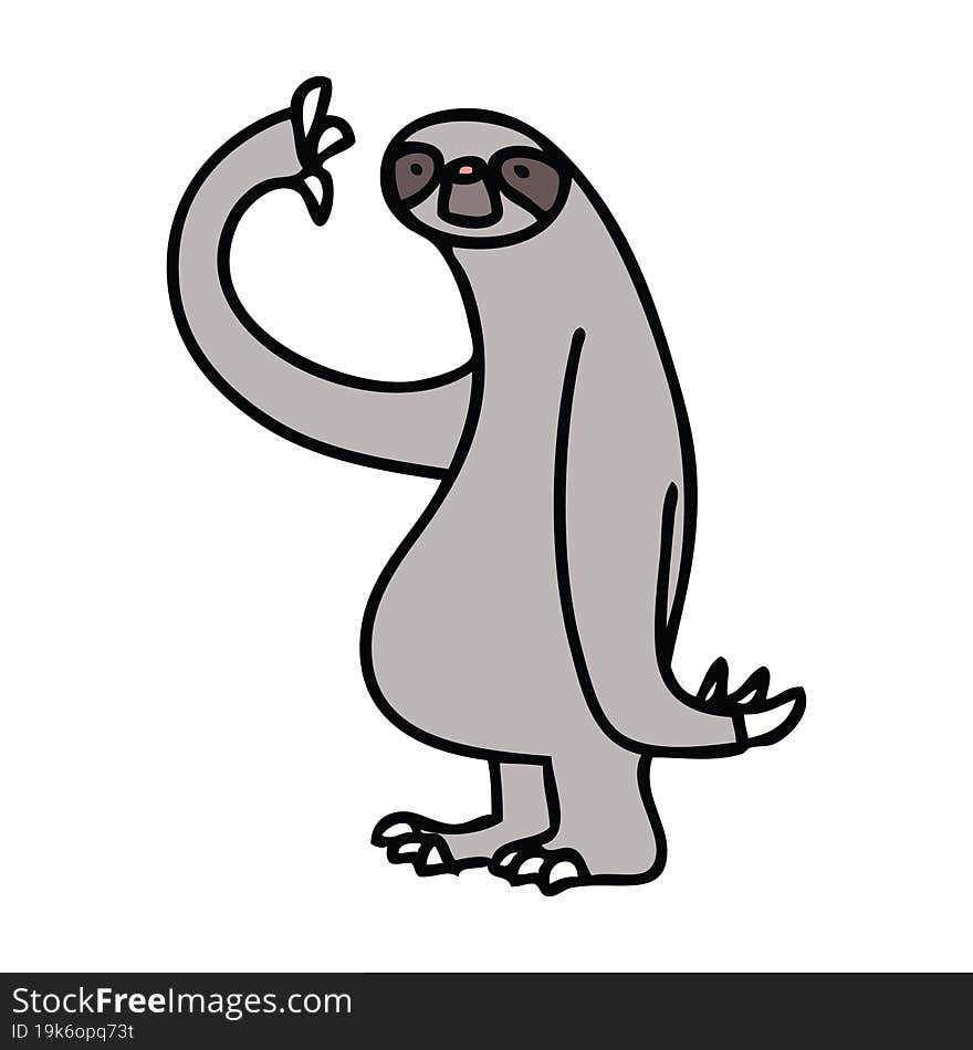 hand drawn quirky cartoon sloth. hand drawn quirky cartoon sloth