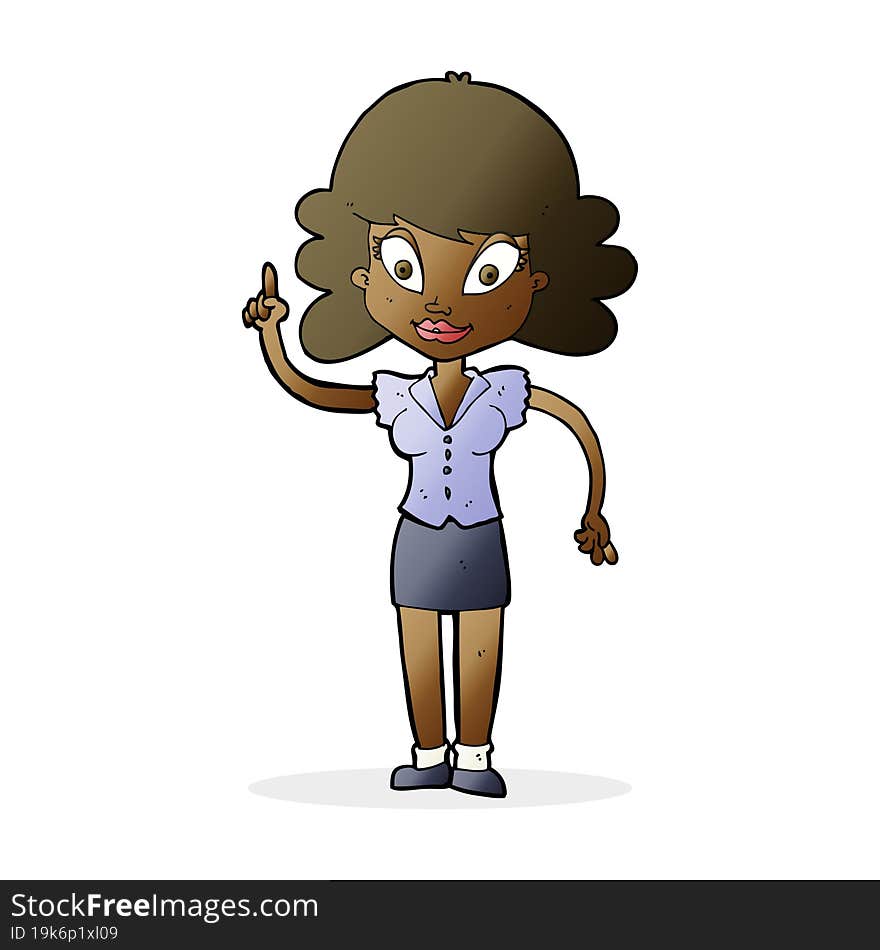 Cartoon Happy Woman With Idea