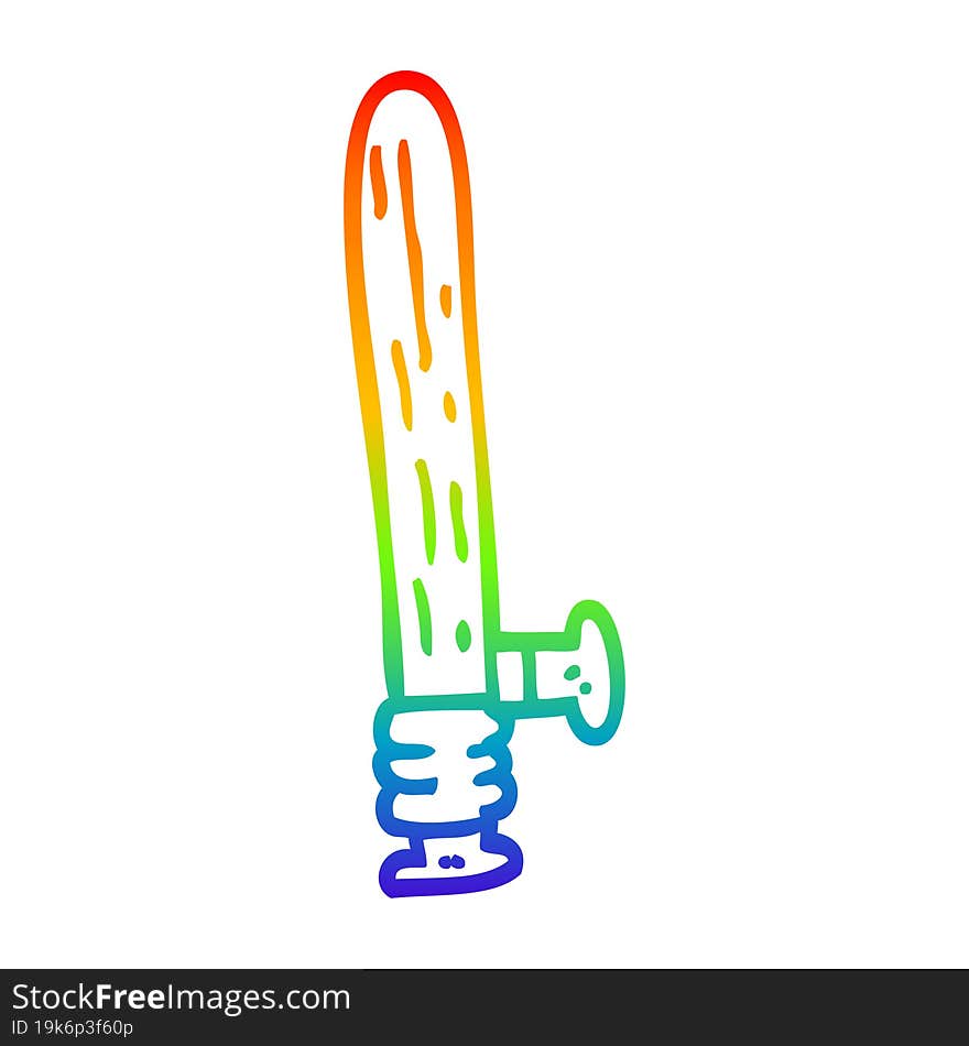 rainbow gradient line drawing cartoon police truncheon