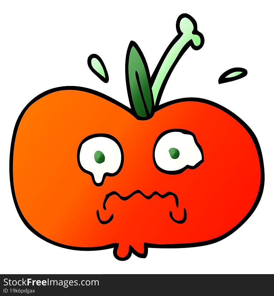 Vector Gradient Illustration Cartoon Of A Sad Apple