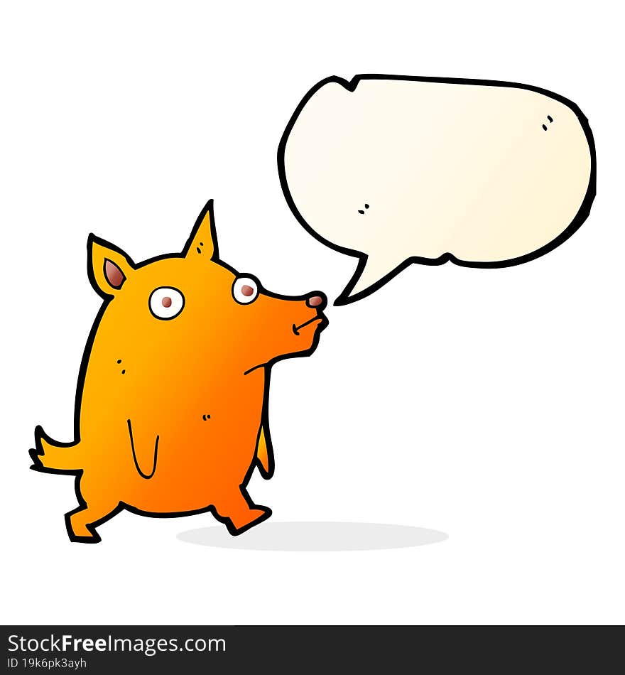 cartoon funny little dog with speech bubble