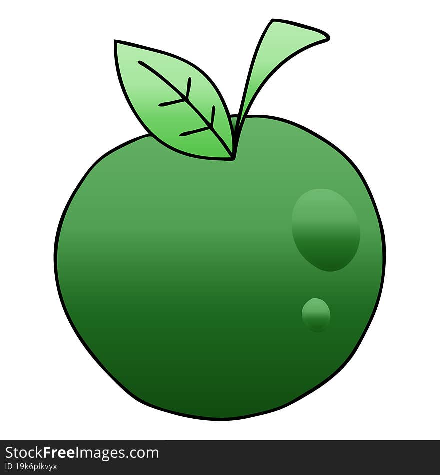 gradient shaded quirky cartoon apple. gradient shaded quirky cartoon apple