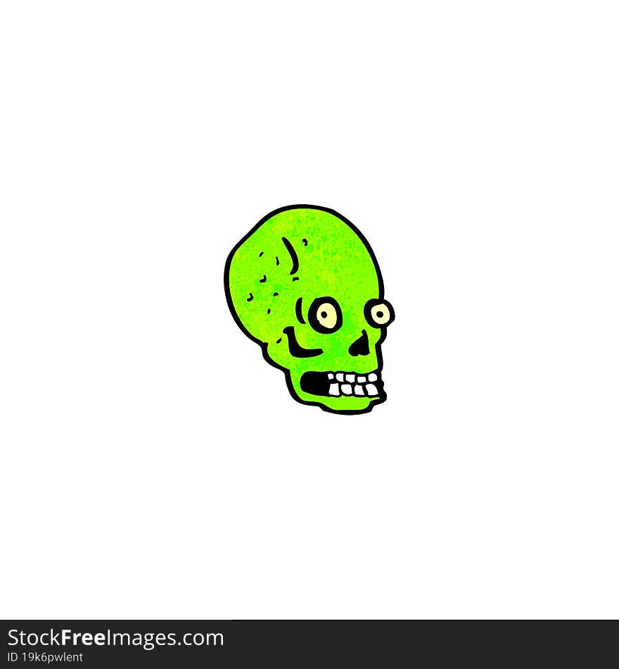 spooky green skull cartoon