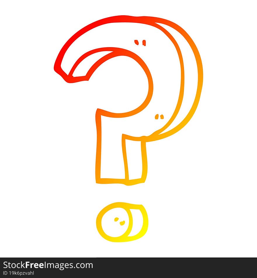 warm gradient line drawing cartoon question mark