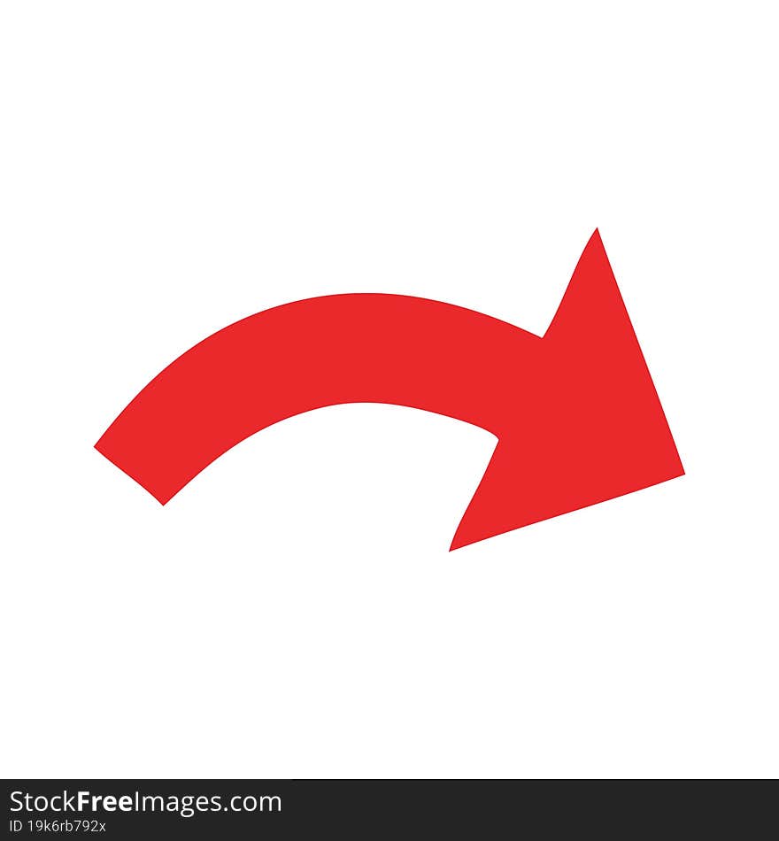 flat color retro cartoon of a directional arrow