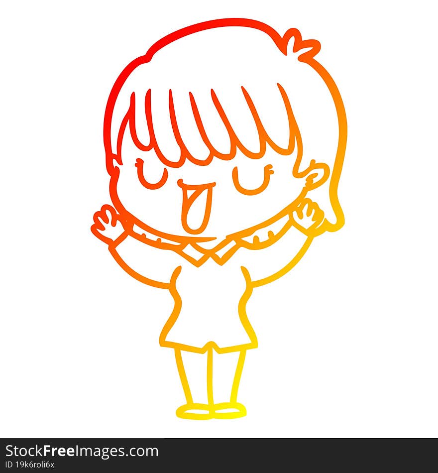 warm gradient line drawing of a cartoon woman