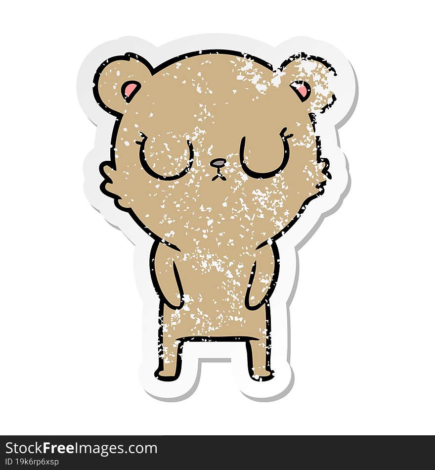 Distressed Sticker Of A Peaceful Cartoon Bear