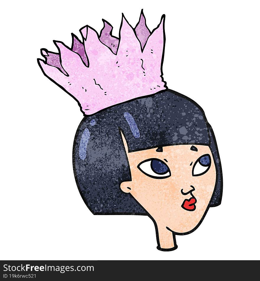 textured cartoon woman wearing paper crown