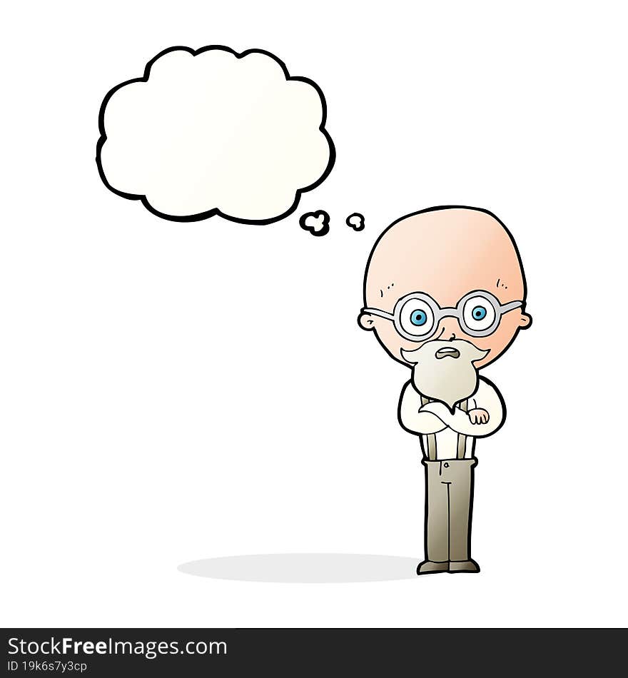 Cartoon Annoyed Old Man With Thought Bubble