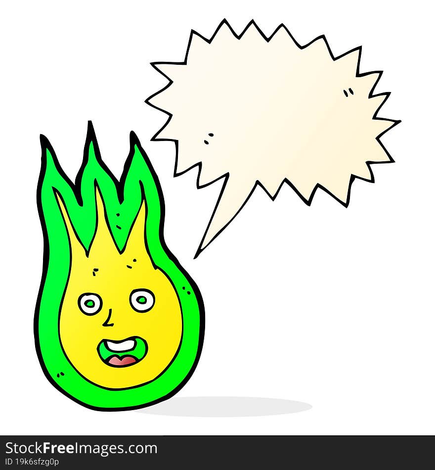 Cartoon Friendly Fireball With Speech Bubble