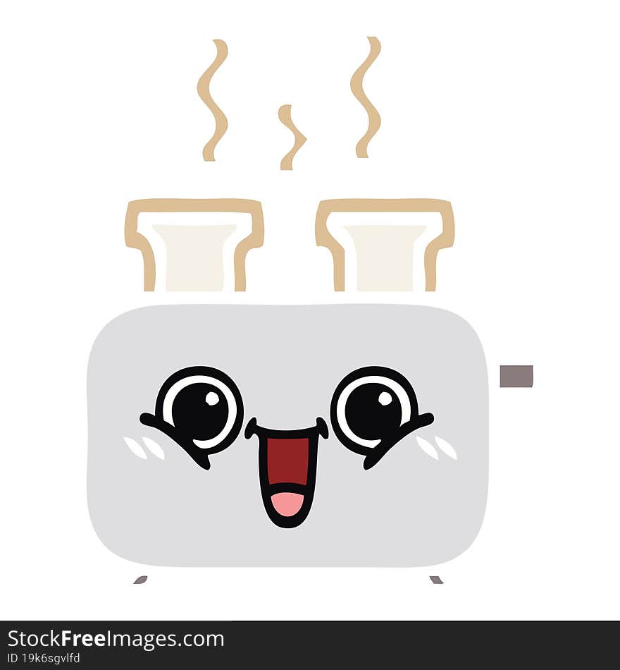 Flat Color Retro Cartoon Of A Toaster