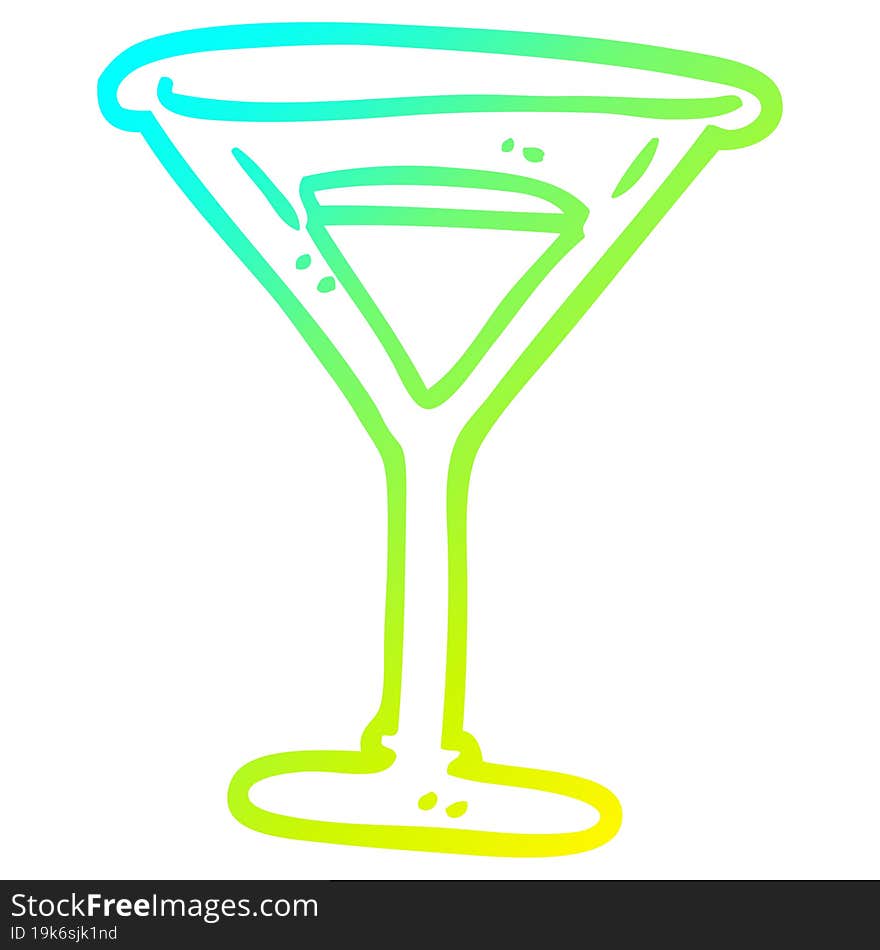 cold gradient line drawing of a cartoon martini