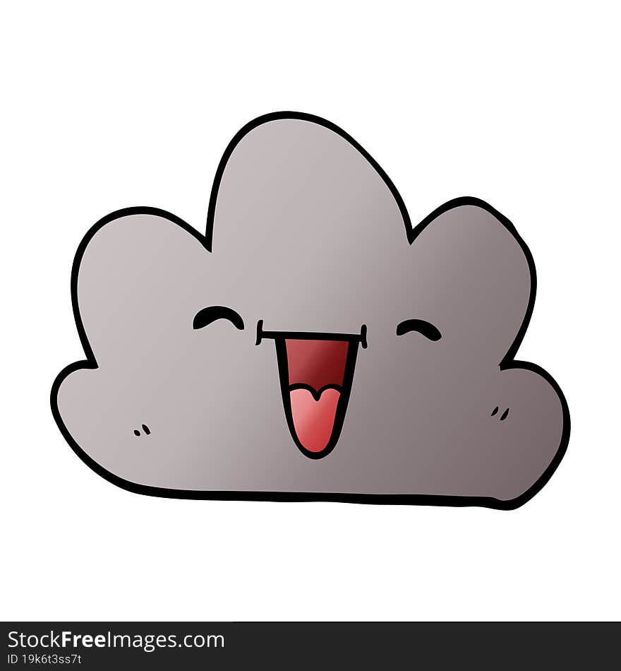 cartoon doodle happy grey cloud