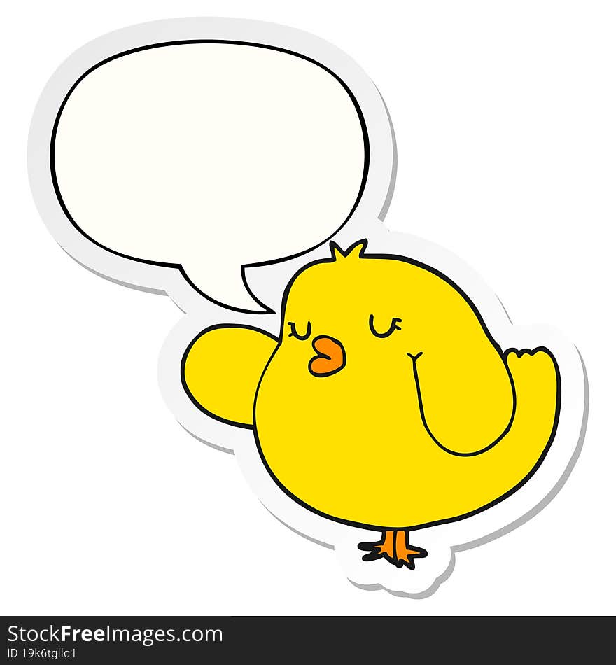 cartoon bird and speech bubble sticker