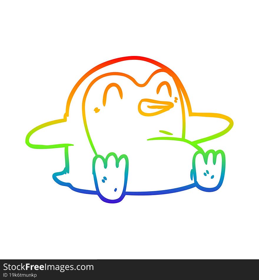 rainbow gradient line drawing penguin Cartoon