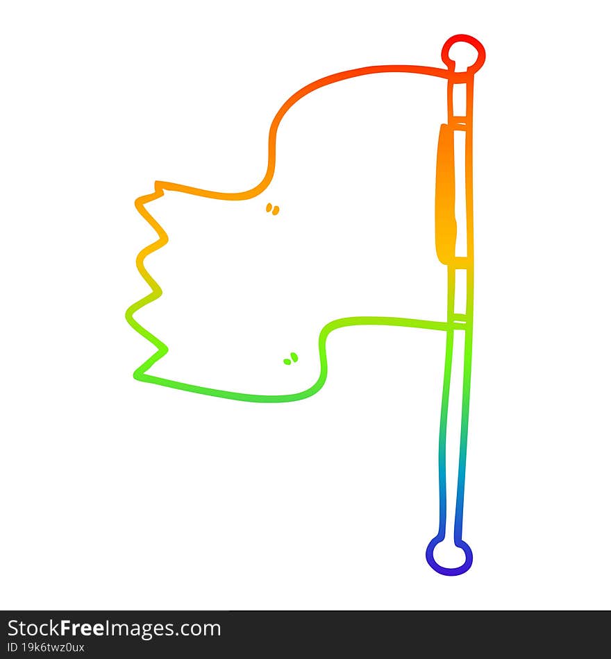 Rainbow Gradient Line Drawing Cartoon Waving Flag