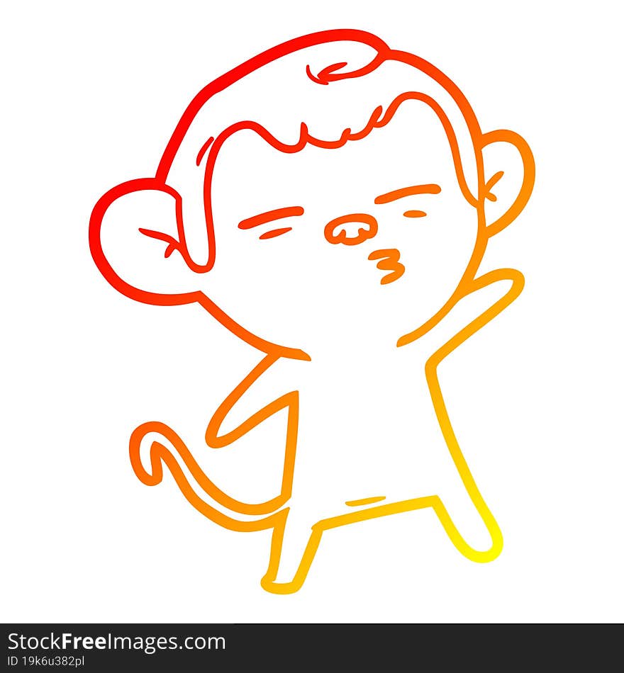 warm gradient line drawing cartoon suspicious monkey