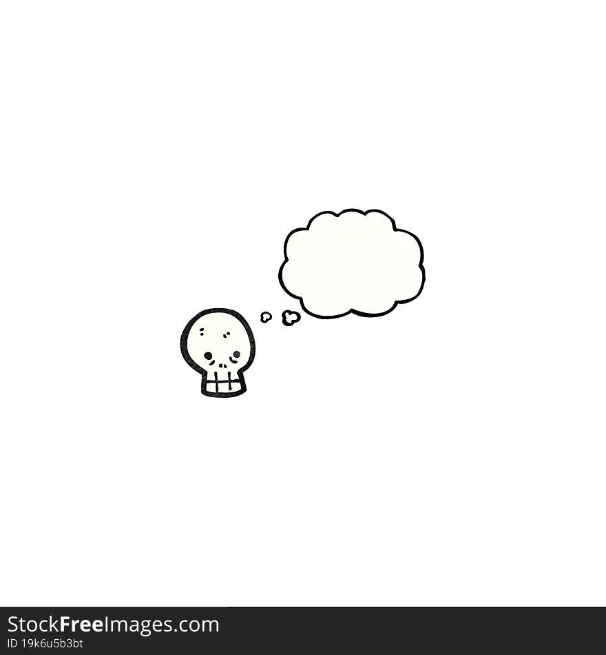 skull with thought bubble cartoon