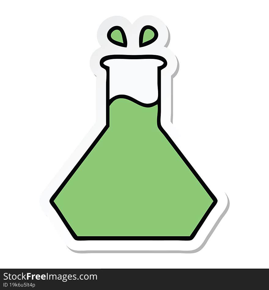 sticker of a cute cartoon science experiment