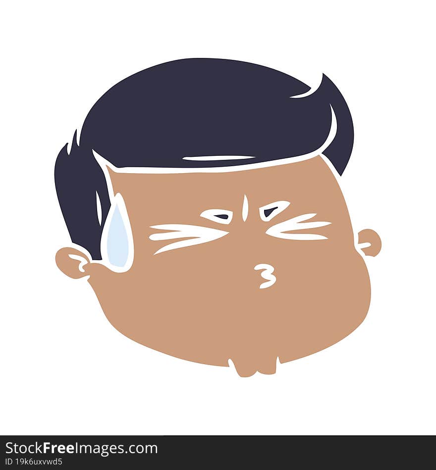 Flat Color Style Cartoon Male Face