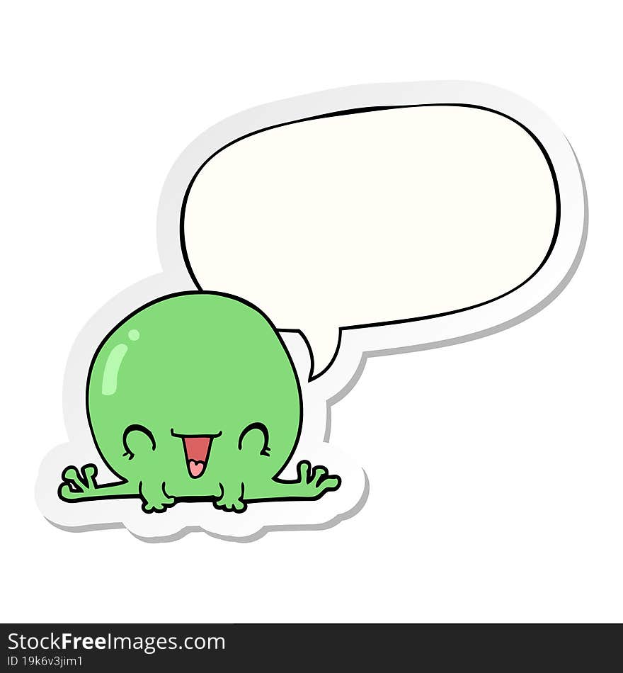 cartoon frog with speech bubble sticker. cartoon frog with speech bubble sticker