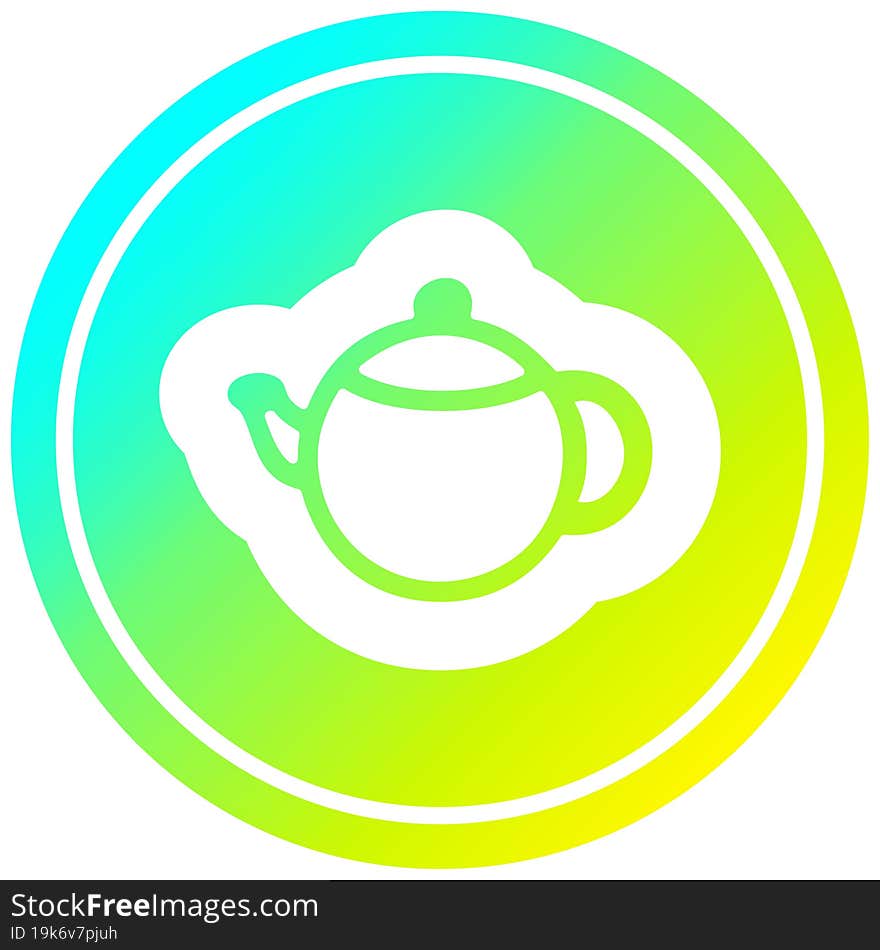 tea pot circular in cold gradient spectrum