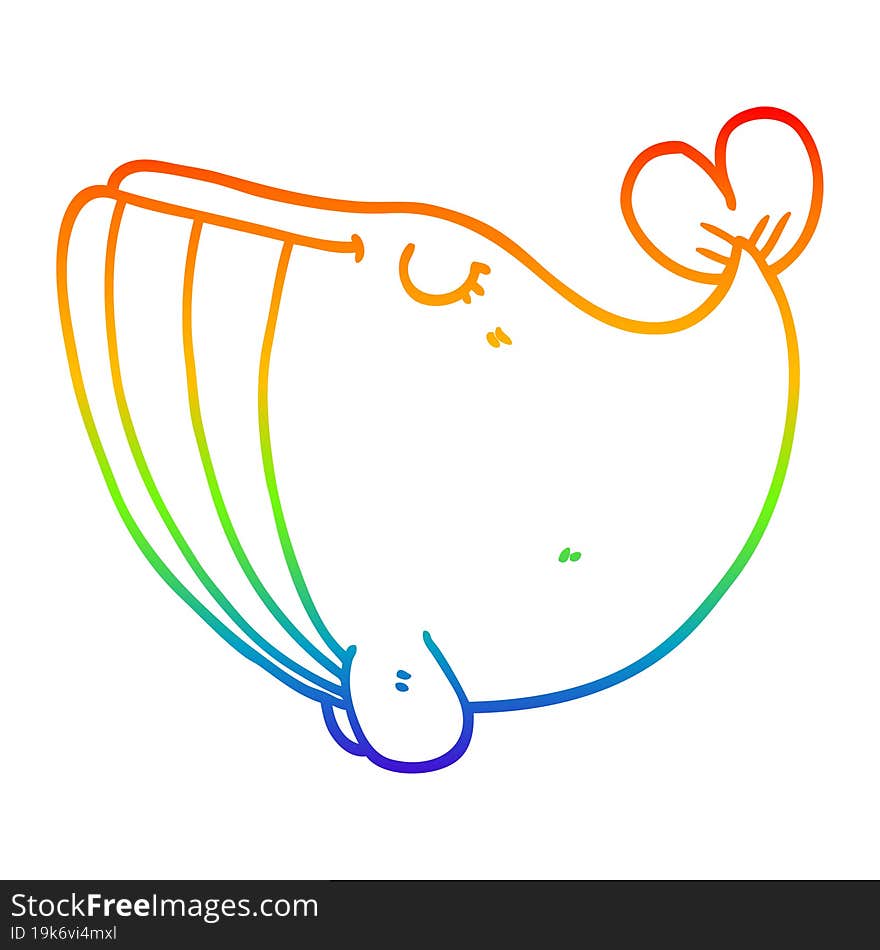 rainbow gradient line drawing cartoon whale