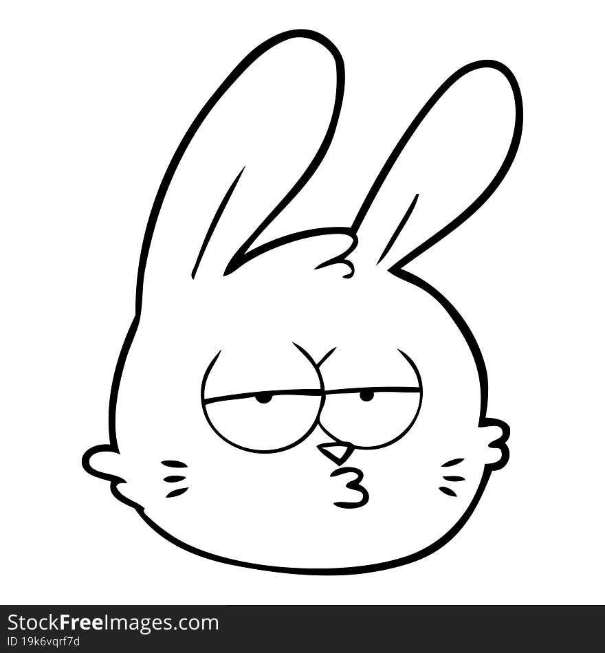 cartoon jaded rabbit face. cartoon jaded rabbit face