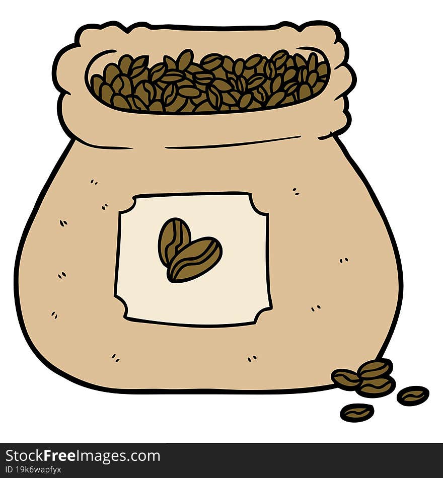 cartoon sack of coffee beans. cartoon sack of coffee beans