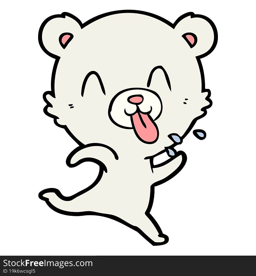 rude cartoon polar bear sticking out tongue. rude cartoon polar bear sticking out tongue