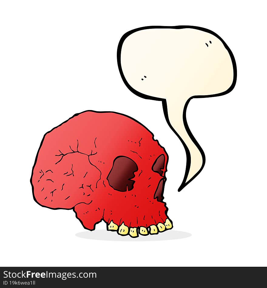 Cartoon Spooky Skull With Speech Bubble