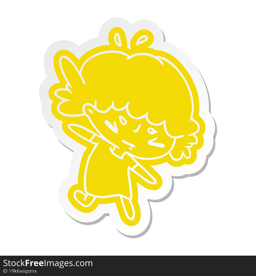 Cartoon Sticker Of A Cute Kawaii Girl